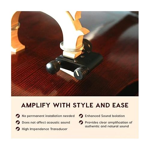  The Realist RLSTSC - SoundClip Pickup for Double Bass - Portable Great For Travel - Clamps Easily Onto Bridge - Onboard Volume Control - Unique Weight System Modulates Tone - USA Made