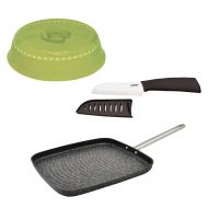 The Rock By Starfrit 10 Grill Pan, 5 Ceramic Santoku Knife, & Microwave Food Cover