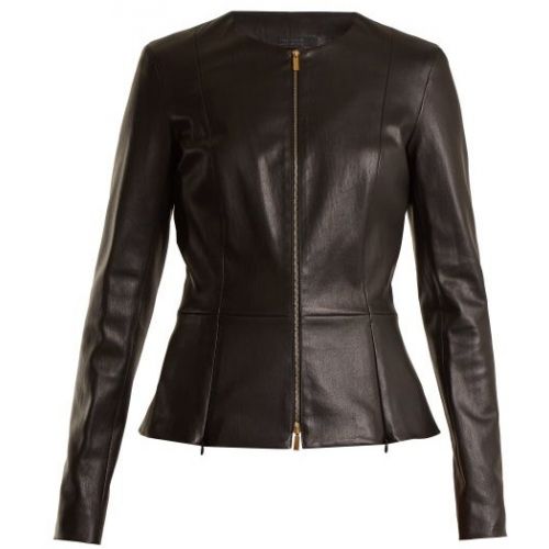  The Row Anaste Collarless Leather Jacket - Womens - Black