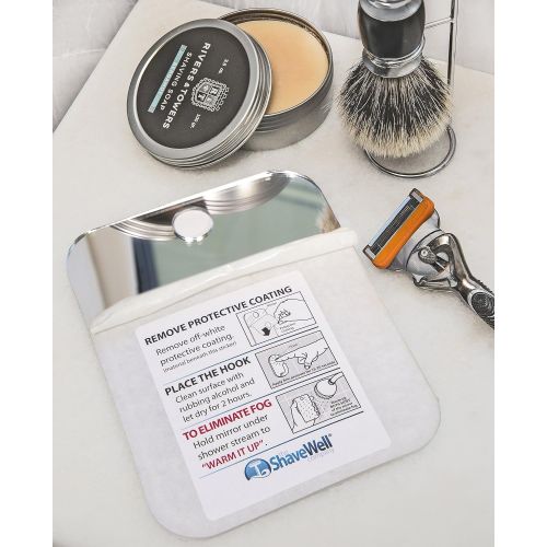  The Shave Well Company Deluxe Shave Well Fog-free Shower Mirror - Made in the USA - 33% larger than the Original Shave Well Anti-Fog Shower Mirror