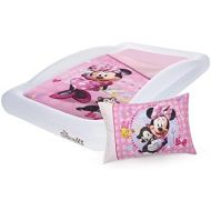 The Shrunks Minnie Mouse Kids Air Mattress Inflatable Toddler Travel Bed with Safety Side Rails Portable Blow Up Floor Bed and Pink Disney Minnie Mouse Toddler Bedding Set