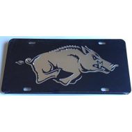 The Sports Fan Store Arkansas Razorbacks Black Silver Mirrored Car Tag - Hogs License Plate