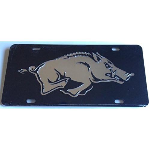  The Sports Fan Store Arkansas Razorbacks Black Silver Mirrored Car Tag - Hogs License Plate