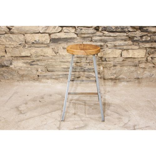  The Strong Oaks Wood Shop The Basic Brew Bar Stool | Reclaimed Seat | Hand Made | Industrial Base | Free Shipping