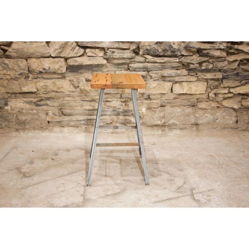  The Strong Oaks Wood Shop The Basic Brew Bar Stool | Reclaimed Seat | Hand Made | Industrial Base | Free Shipping