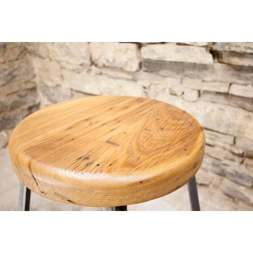  The Strong Oaks Wood Shop The Basic Brew Bar Stool | Reclaimed Seat | Hand Made | Industrial Base | Free Shipping