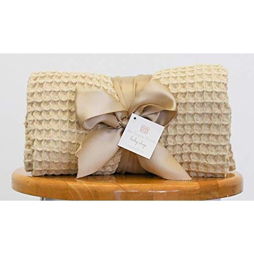  The Sugar House Cloud Blanket in Sand (Light Brown or Tan) - Made from Soft and Lofty Waffle Gauze - 100% Cotton - 36 x 40 - Baby Girl Gift