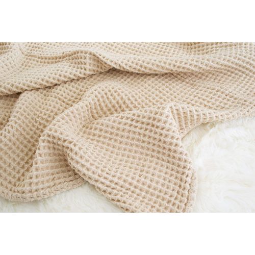  The Sugar House Cloud Blanket in Sand (Light Brown or Tan) - Made from Soft and Lofty Waffle Gauze - 100% Cotton - 36 x 40 - Baby Girl Gift