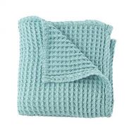 The Sugar House Cloud Blanket in Ocean (Blue/Aqua Green) - Made from Soft and Lofty Waffle Gauze - 100% Cotton - 36 x 40 - Baby Girl Gift