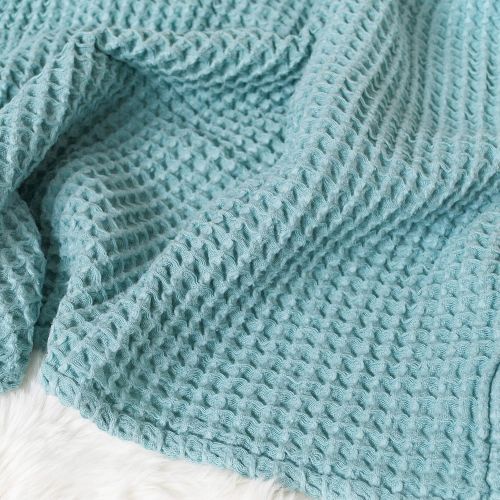  The Sugar House Cloud Blanket in Ocean (Blue/Aqua Green) - Made from Soft and Lofty Waffle Gauze - 100% Cotton - 36 x 40 - Baby Girl Gift