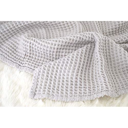  The Sugar House Cloud Blanket in Light Grey - Made from Soft and Lofty Waffle Gauze - 100% Cotton - 36 x 40 - Baby Girl Gift