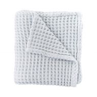 The Sugar House Cloud Blanket in Pale Blue (A Very Light Cool Grey Color) - Made from Soft and Lofty Waffle Gauze -...