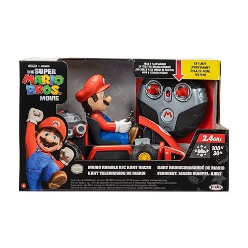  Nintendo Mario Rumble Kart RC Racer 2.4Ghz, with Full Function Steering Create 360 Spins, Whiles and Drift! - Up to 100 ft. Range - for Kids Ages 4+