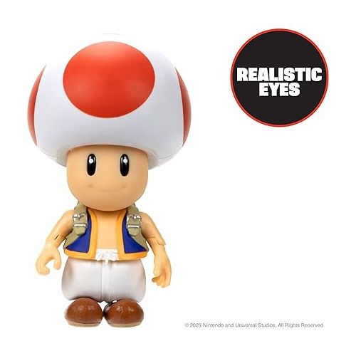  THE SUPER MARIO BROS. MOVIE - 5 Inch Action Figures Series 1 - Toad Figure with Frying Pan Accessory