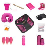 The Travel Tool Travel Kit Travel Set 15 Products Packing Cube, 2x Towels, Water Bottle, Neck Pillow, Toothbrush, Sewing Kit, Collapsible Cup, 3x 3.3 fl.oz Bottles, Shopping Bag, Washing Bag, Slee