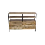 The Urban Port The 39250 Mango Wood TV Console Stand with Storage Cabinet, Brown