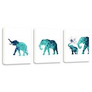 Kularoux Elephant Wall Art, Watercolor Elephant, Watercolor Wall Art, Contemporary Painting, Set of Three Limited Edition Gallery Wrapped Canvases