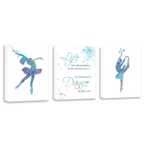  Kularoux Dance Studio Art, Ballerina Art, Ballet, Girls Wall Art, Wall Art For Children, Set Of Three Limited Edition Gallery Wrapped Canvases