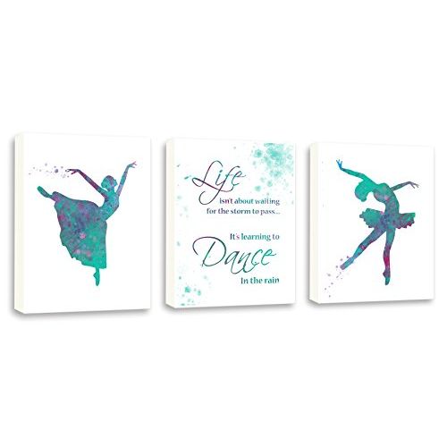  Kularoux Wall Art Quote, Dance Studio Wall Art, Girls Art, Art For Kids, Dance Art, Set Of Three Limited Edition Gallery Wrapped Canvases