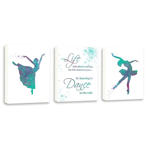  Kularoux Wall Art Quote, Dance Studio Wall Art, Girls Art, Art For Kids, Dance Art, Set Of Three Limited Edition Gallery Wrapped Canvases