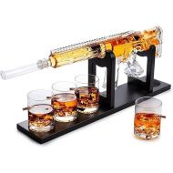 Whiskey Decanter Set - AR Limited Edition, Silencer Stopper - 800 ml & 4 12oz Bullet Glasses - Unique Gift - Drinking Party Accessory, Handmade Gun Liquor Decanter, Tik Tok Gun Decanter Mens Birthday