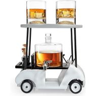 Golf Decanter Whiskey Decanter and 2 Whiskey Glasses - The Wine Savant, Golf Gifts for Both Men & Women, Golf Accessories, Golfer Gifts, Based on A Replica Golf Cart (850ml Decanter - 8 Ounce Glasses)