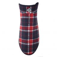 The Worthy Dog Plaid Alpine Jacket Sherpa Fleece All-Weather Warm Coat for Small Medium Large Dogs Navy/Red, 20
