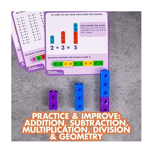  STEM Cubes, Build, Learn & Create with 100+ Math Cubes Manipulatives, 4-in-1 Educational Games, Math Cubes for Kids Ages 4-8, Awesome Learn Through Play Toys