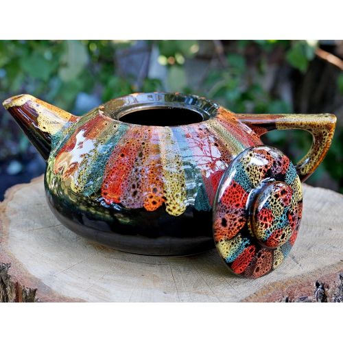  The ceramic teapot is made of high-quality potter Teapot rainbow, Handmade ceramic teapot, Anniversary gifts for couples, Multicolor stoneware teapot, Best Gift For Women Men: Kitchen & Dining