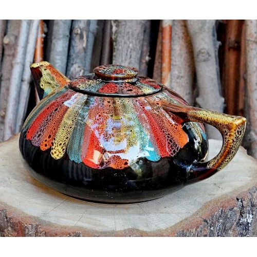  The ceramic teapot is made of high-quality potter Teapot rainbow, Handmade ceramic teapot, Anniversary gifts for couples, Multicolor stoneware teapot, Best Gift For Women Men: Kitchen & Dining
