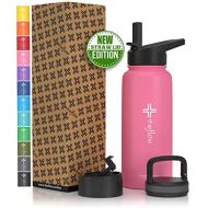 [아마존 핫딜]  [아마존핫딜]The flow theflow Insulated Water Bottle Large 32oz Stainless Steel Hydro Vacuum Flask with wide mouth Straw Lid, Coffee Flip Lid and Carabiner, Double Wall Sports Travel Metal Modern Tumble