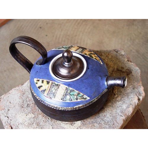 The teapot is wheel thrown on a pottery wheel, th Pottery Teapot. Ceramic Tea Pot. Handmade and Hand Painted Clay Teapot, Danko Pottery, Artisan Pottery, Wheel Thrown Pottery: Kitchen & Dining