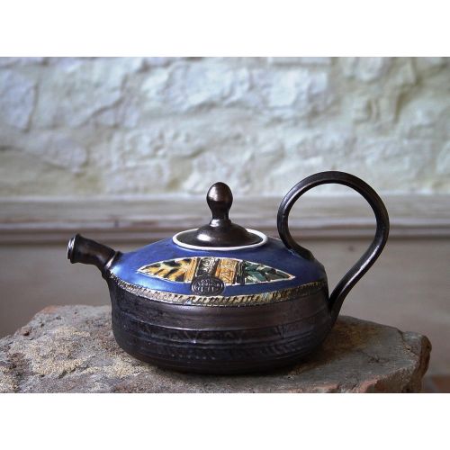  The teapot is wheel thrown on a pottery wheel, th Pottery Teapot. Ceramic Tea Pot. Handmade and Hand Painted Clay Teapot, Danko Pottery, Artisan Pottery, Wheel Thrown Pottery: Kitchen & Dining