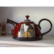 The teapot is wheel thrown on a pottery wheel, th Ceramic Tea Pot - Red Handmade Pottery Teapot - Ceramics and Pottery - Arts and Crafts - Ceramic Art - Danko Pottery - Wedding Gift: Kitchen & Dining