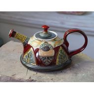 The teapot is wheel thrown on a pottery wheel, th Wheel Thrown Anniversary Gift Teapot - Wedding Gift - Pottery Tea Pot - Ceramic Tea Kettle - Gift Idea Teapot - Handmade Family Gifts: Kitchen & Dining