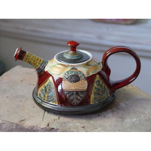  The teapot is wheel thrown on a pottery wheel, th Wheel Thrown Anniversary Gift Teapot - Wedding Gift - Pottery Tea Pot - Ceramic Tea Kettle - Gift Idea Teapot - Handmade Family Gifts: Kitchen & Dining