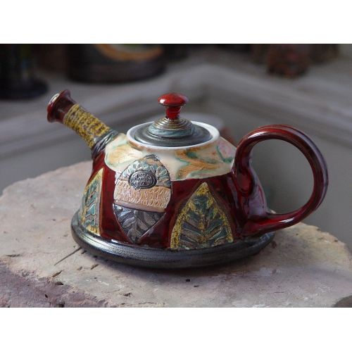  The teapot is wheel thrown on a pottery wheel, th Wheel Thrown Anniversary Gift Teapot - Wedding Gift - Pottery Tea Pot - Ceramic Tea Kettle - Gift Idea Teapot - Handmade Family Gifts: Kitchen & Dining