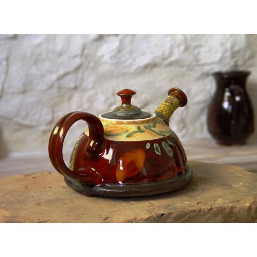  The teapot is wheel thrown on a pottery wheel, th Wheel Thrown Anniversary Gift Teapot - Wedding Gift - Pottery Tea Pot - Ceramic Tea Kettle - Gift Idea Teapot - Handmade Family Gifts: Kitchen & Dining