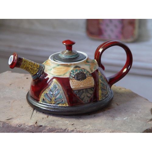  The teapot is wheel thrown on a pottery wheel, th Wheel Thrown Anniversary Gift Teapot - Wedding Gift - Pottery Tea Pot - Ceramic Tea Kettle - Gift Idea Teapot - Handmade Family Gifts: Kitchen & Dining