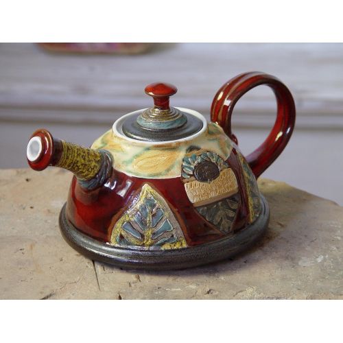  The teapot is wheel thrown on a pottery wheel, th Wheel Thrown Anniversary Gift Teapot - Wedding Gift - Pottery Tea Pot - Ceramic Tea Kettle - Gift Idea Teapot - Handmade Family Gifts: Kitchen & Dining