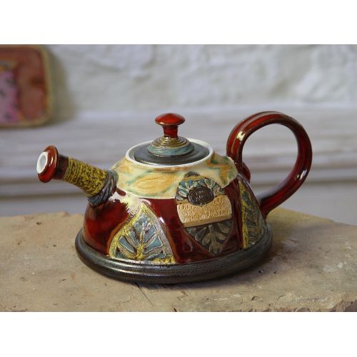  The teapot is wheel thrown on a pottery wheel, th Wheel Thrown Anniversary Gift Teapot - Wedding Gift - Pottery Tea Pot - Ceramic Tea Kettle - Gift Idea Teapot - Handmade Family Gifts: Kitchen & Dining