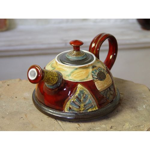  The teapot is wheel thrown on a pottery wheel, th Wheel Thrown Anniversary Gift Teapot - Wedding Gift - Pottery Tea Pot - Ceramic Tea Kettle - Gift Idea Teapot - Handmade Family Gifts: Kitchen & Dining