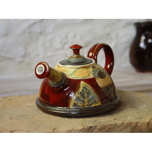  The teapot is wheel thrown on a pottery wheel, th Wheel Thrown Anniversary Gift Teapot - Wedding Gift - Pottery Tea Pot - Ceramic Tea Kettle - Gift Idea Teapot - Handmade Family Gifts: Kitchen & Dining