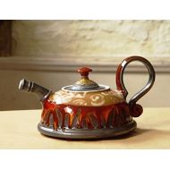 The teapot is wheel thrown on a pottery wheel, th Ceramic Teapot with Colorful Hand Painted Decoration: Kitchen & Dining