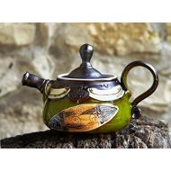 The teapot is wheel thrown on a pottery wheel, th Small Wheel Thrown Pottery Teapot. Collectible teapot. Ceramic art: Kitchen & Dining