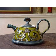 The teapot is wheel thrown on a pottery wheel, th Green Ceramic Teapot. Artistic Pottery Teapot. Handmade Tea Pot: Kitchen & Dining