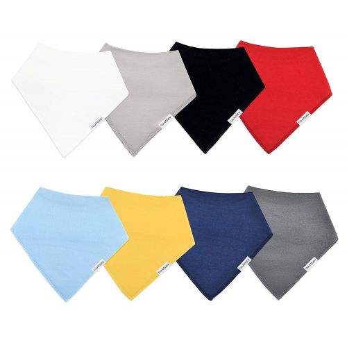  [아마존베스트]TheAZBaby Baby Bandana Drool Bibs for Boys and Girls, Organic, Plain colors, Unisex 8 Pack Baby Shower Gift Set for Teething and Drooling, Soft Absorbent and Hypoallergenic ( Solid