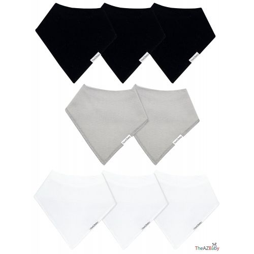  [아마존베스트]TheAZBaby Baby Bandana Drool Bibs for Boys and Girls, Organic, Plain White, Black and Basic Grey,...