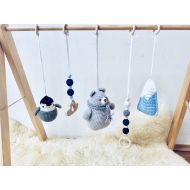 /TheAussieGirl Penguin Polar Bear Baby Gym Toy Set, NO FRAME, Penguin Nursery Toys, Crochet Penguin Baby Gym Toys, Penguin Baby Gym Toy
