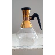 /TheBeautifulWhatNots Vintage 22 ct. Gold, Glass, Gold Mid Century Coffee Carafe with Cork Top